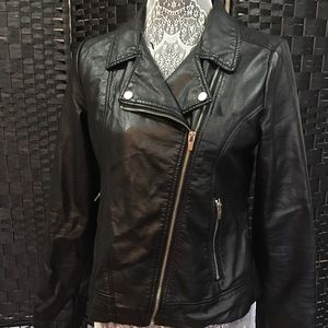 Atmosphere Faux Leather Black Moto Jacket Size 6